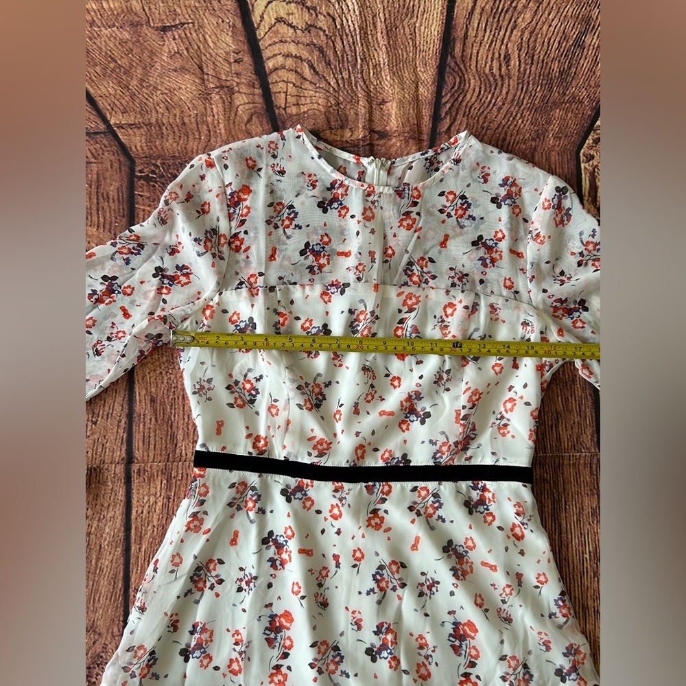 LuLus White Floral Print Long Sleeve Mini Dress Women’s Size Small‎ - Picture 6 of 15